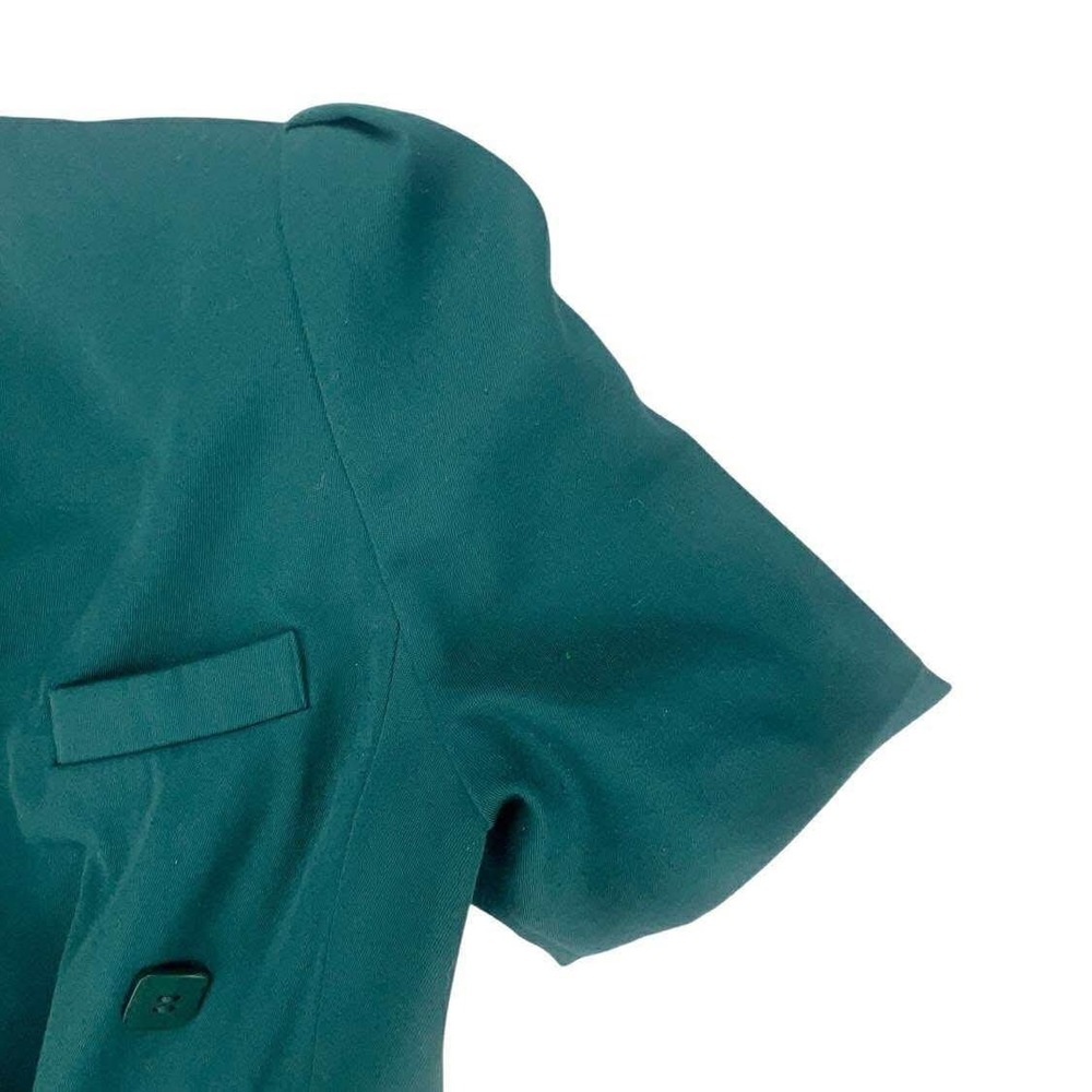 Vintage Karen Scott size 8 Petites Green Short‎ Sleeve Blazer Jacket Business - Picture 9 of 12